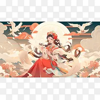 中国风戏曲插画嫦娥