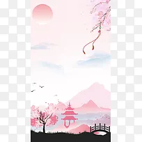 粉色桃花场景背景