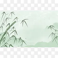 水彩手绘国风绿色山水竹子竹林小清新背景