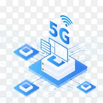 蓝色渐变科技互联网5G网络信号装饰插画