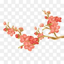 手绘插画国潮风梅花枝