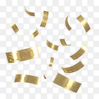 金色3D立体电商漂浮元素纸币