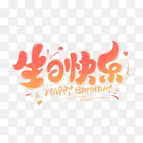 渐变主题生日快乐艺术手写卡通字