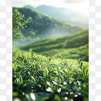 雨后龙井茶园茶山