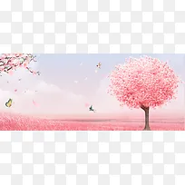 又一年樱花开粉色文艺banner