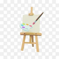 3D实木质素描写生画画板画架画笔颜料素材