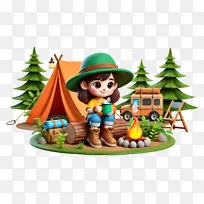 野外露营旅游度假3D人物素材