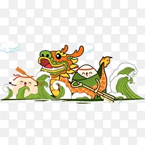 端午节粽子划龙舟矢量元素
