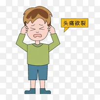 卡通疾病头疼脑热人物元素