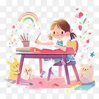 儿童节学习卡通风女孩人物