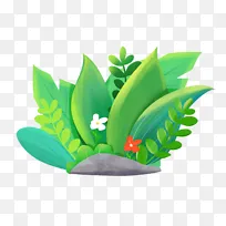 手绘卡通绿色植物叶子花素材